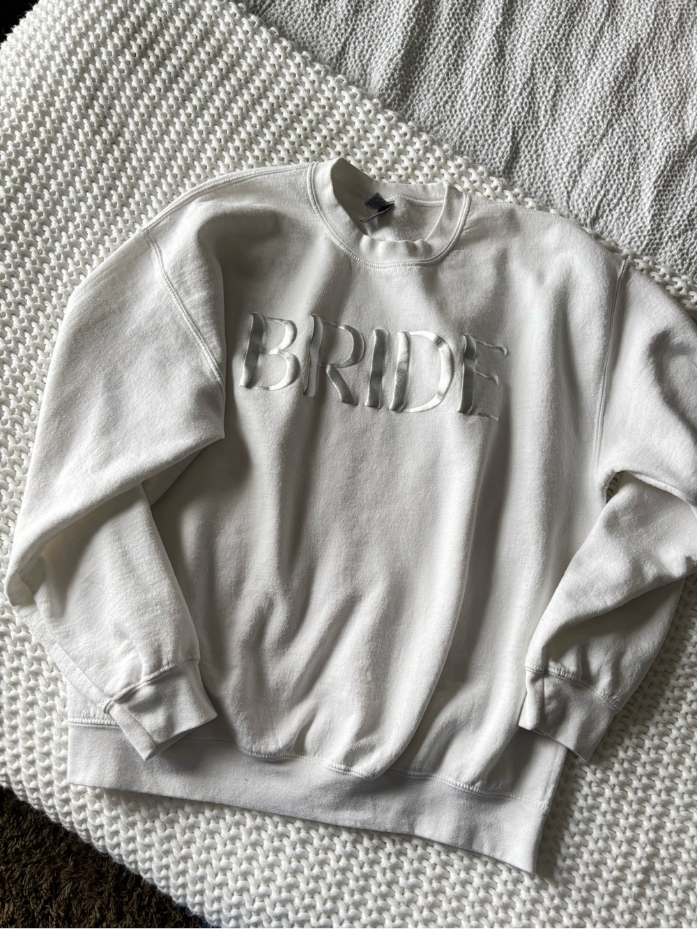 Gildan White 'BRIDE' Crewneck Sweatshirt